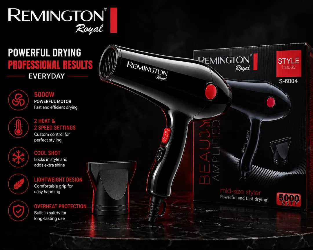 Remington Royal S-6004 5000W Hair Dryer – Black