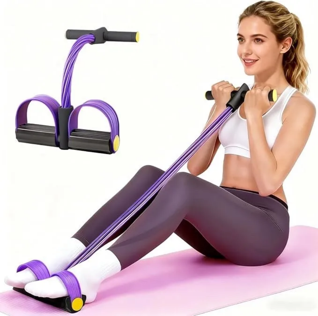 Resistance Band with Foot Pedal – Tummy Trimmer Pull Rope for Home Gym Fitness Exercise | Full Body Workout Equipment