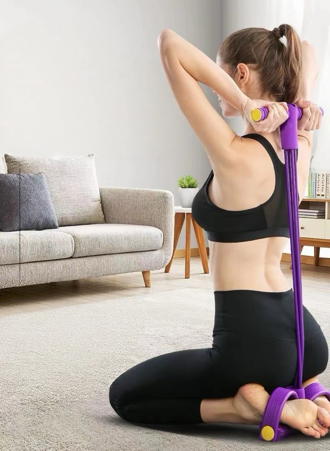 Resistance Band with Foot Pedal – Tummy Trimmer Pull Rope for Home Gym Fitness Exercise | Full Body Workout Equipment