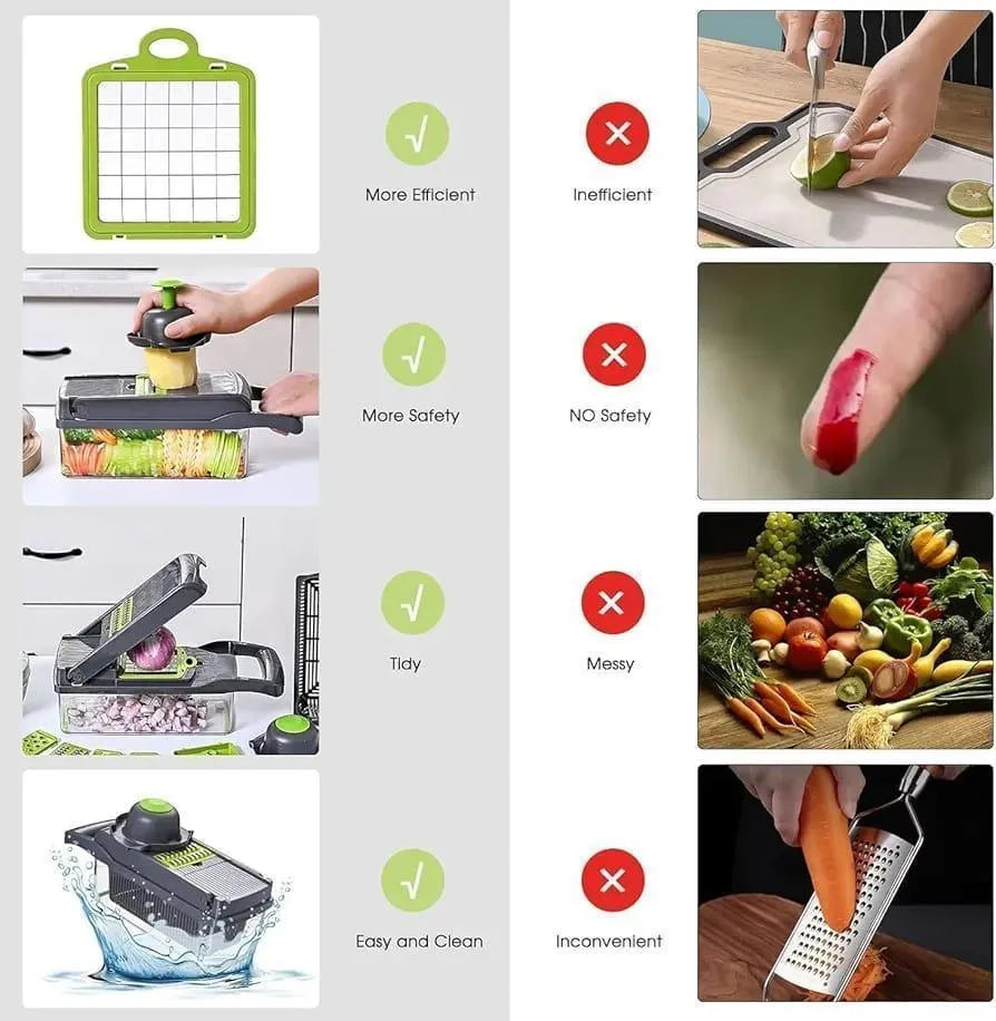 16-blade manual food chopper with transparent  try