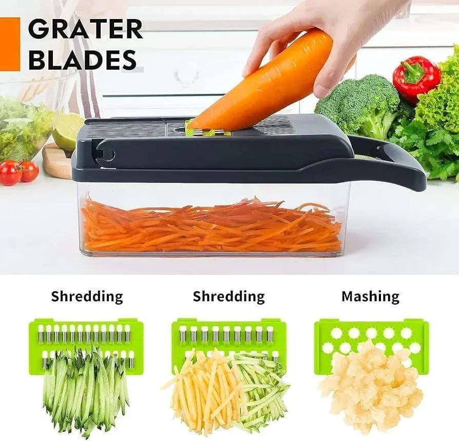 16-blade manual food chopper with transparent  try