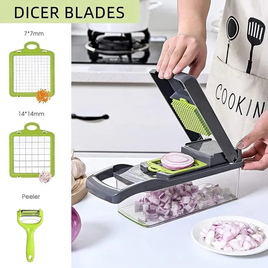 16-blade manual food chopper with transparent  try