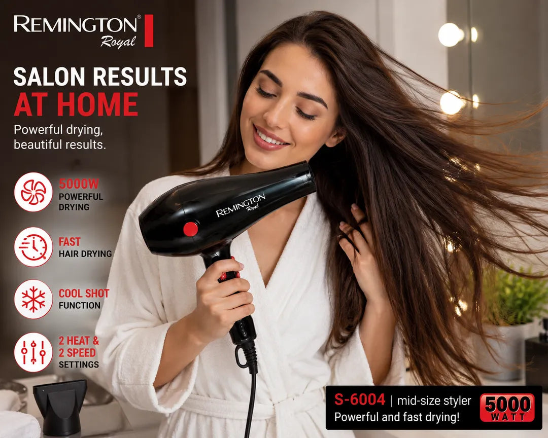 Remington Royal S-6004 5000W Hair Dryer – Black