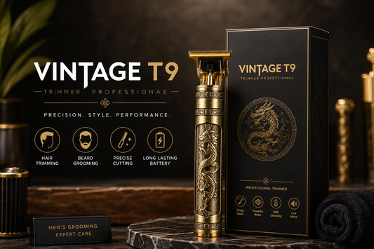 Vintage T9 Professional Hair & Beard Trimmer – Cordless Rechargeable Grooming Machine